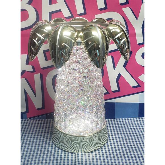 BBW Water Globe Palm Tree Large 3 Wick Candle Holder / Pedestal Home Decor